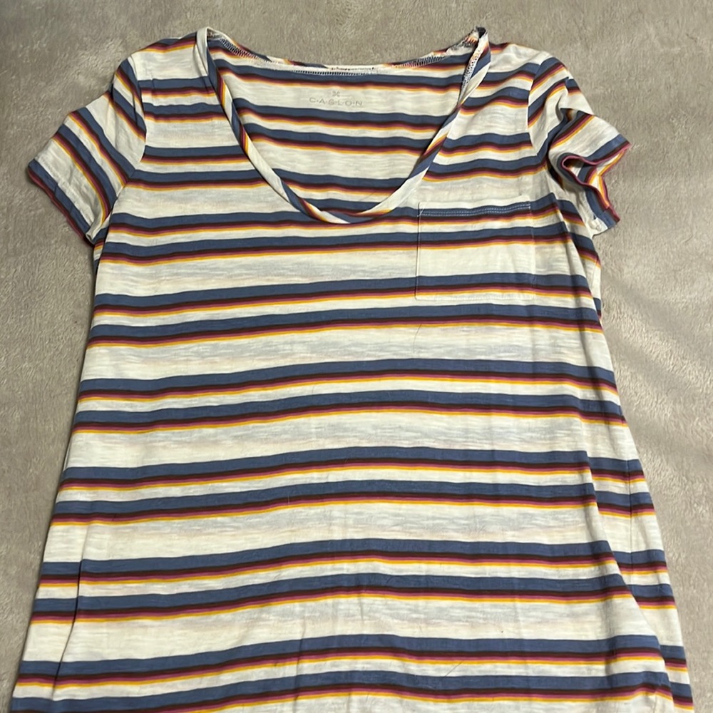 Striped Scoop pocket Tee